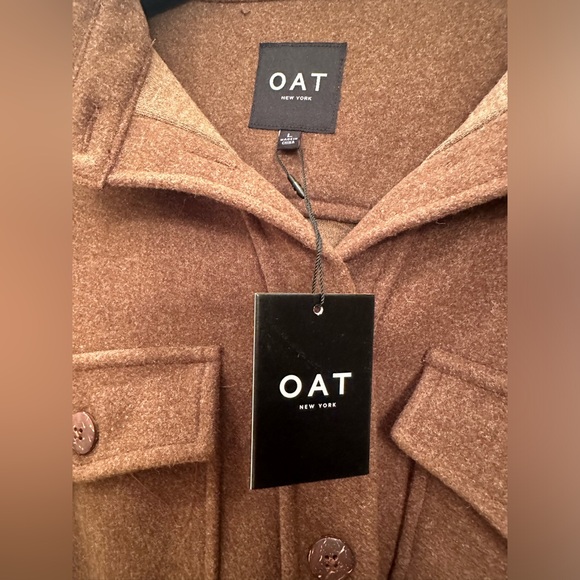 Oat New York Brown Button Down Shirt Jacket (Shacket) Size L - Picture 3 of 5